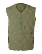 Selected Slhrelax-Cfw Quilt Vest Ex Khaki Green