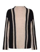 Selected Slflulu Ls Knit Vertical High Neck Beige