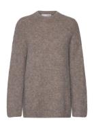 Selected Slfgabella Ls Knit O-Neck Camp Grå