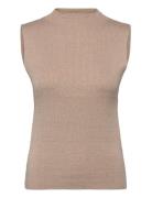 Selected Slflura Lurex Sl Knit High Neck Beige