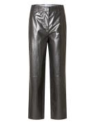Selected Slfcora Mw Leather Pant Silver