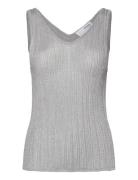 Selected Slfdagni Sl Knit Rib Top Silver
