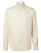 Selected Slhrelaxcharlie Satin Ls Shirt Kräm