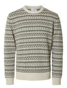 Selected Slhfarfly Ls Knit Crew Neck Kräm