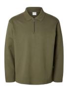 Selected Slhrelaxhank Ls Polo Sweat Khaki Green