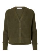 Selected Slfbirla Ls Knit Short Cardigan Khaki Green
