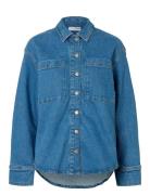 Selected Slfevelyn Ls Shirt Blå