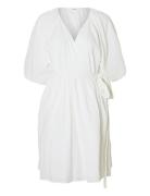 Selected Slfhannah 2/4 Short Wrap Broderi Dress D Vit