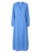 Selected Slflucia-Susie Ls Ankle Wrap Dress B Blå