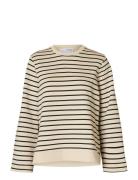 Selected Slfelise Ls O-Neck Wide Striped Sweat Kräm