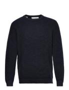 Selected Slhvince Ls Knit Bubble Crew Neck W Marinblå