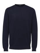 Selected Slhberg Crew Neck Noos Marinblå