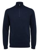 Selected Slhberg Half Zip Cardigan Noos Marinblå