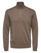Selected Slhberg Half Zip Cardigan Noos Brun