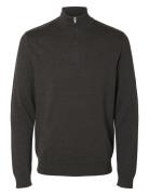 Selected Slhberg Half Zip Cardigan Noos Brun