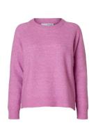 Selected Slflulu Ls Knit O-Neck Noos Rosa