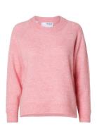 Selected Slflulu Ls Knit O-Neck Noos Rosa