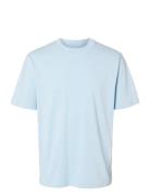 Selected Slhrelaxcolman Ss O-Neck Tee Noos Blå
