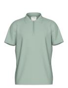 Selected Slhfave Zip Ss Polo Noos Grön