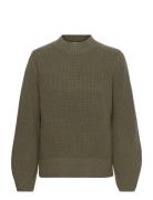 Selected Slfleslie Ls Knit O-Neck B Khaki Green