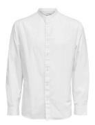 Selected Slhregnew-Linen Shirt Ls Band W Vit