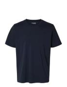 Selected Slhaspen Ss O-Neck Tee Noos Marinblå