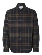 Selected Slhslimowen-Flannel Shirt Ls Noos Svart