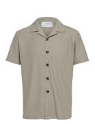Selected Slhloose-Plisse Resort Ss Shirt Ex Beige