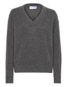 Selected Slfmaline Ls Knit V-Neck Noos Grå