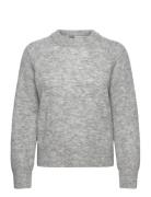 Selected Slfrena Ls Knit O-Neck Camp Grå