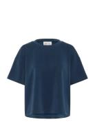 My Essential Wardrobe Hellemw Emb Boxy Tee Blå