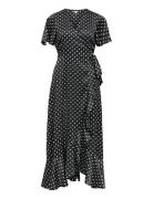 Object Objsally Papaya S/S Wrap Long Dress E Di Svart