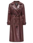 ONLY Onlflora Faux Leather Trenchcoat Otw Brun