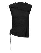 Hope Knot Top Black Crinkle-38 Svart