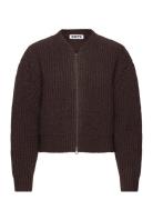 Hope Bomber Cardigan Red Earth Melange Wool-42 Brun