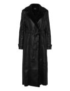 Bardot Vegan Leather Trench Coat Svart