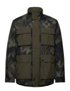 J. Lindeberg Aiden 2L Padded Print Jacket Khaki Green