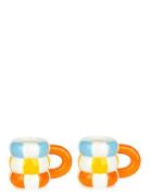 Balvi Sæt Med 2 Keramiske Kaffekopper Flyder, Orange Multi/patterned