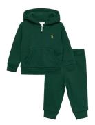 Ralph Lauren Baby Fleece Full-Zip Hoodie & Pant Set Grön