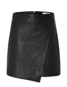 Selected Slfcarol Hw Short Leather Skirt Svart