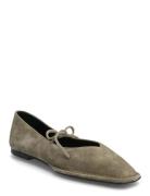 ALOHAS Sway Suede Leather Ballet Flats Khaki Green