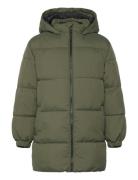 Mango Long Coat With Padded Lining Grön