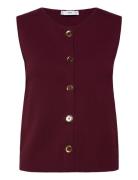 Mango Fine-Knit Gilet Burgundy