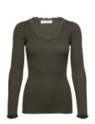 Rosemunde Silk T-Shirt W/ Lace Khaki Green