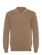 Mos Mosh Gallery Mmgroyce Zip Polo Knit Beige
