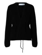 Selected Slfsia Ras Ls Knit Belt Cardigan Svart
