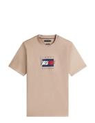 Tommy Hilfiger Linear Flag Graphic Tee Beige