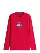 Tommy Hilfiger Linear Flag Graphic Ls Tee Röd