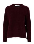 Selected Slflulu Ls Knit O-Neck Noos Burgundy