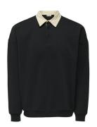 ONLY & SONS Onsjeffrey Vtg Ls Rugby Solid Polo Svart